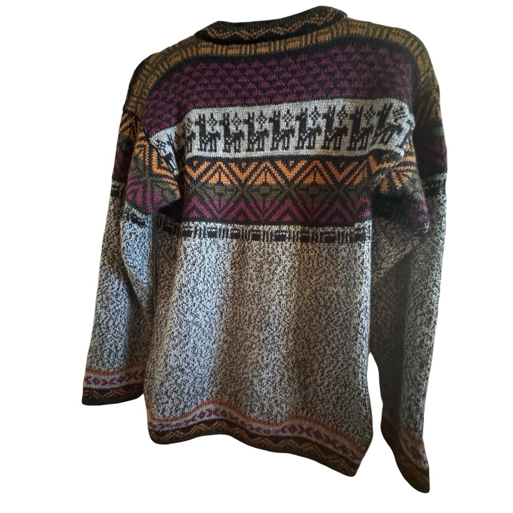 Vintage Peruvian Wool Blend Unisex Sweater Andean Geometric Pattern *No Size - Picture 6 of 8